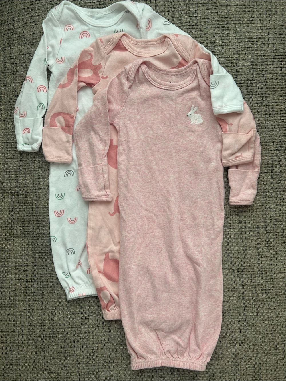 Carter's 3-Pack Pink & White Sleep Sacks with Bunny & Rainbow Prints